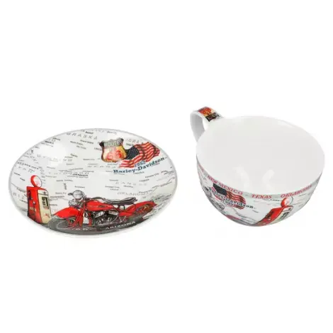 Filiżanka Carmani 360ml ze spodkiem - Motory, Harley Davidson - 3